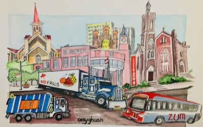 This painting is dedicated to all everyone in the Trucking industry, Ttc and Bus drivers,Garbage Collectors who are still working hard during this pandemic to keep us safe and comfortable in our homes