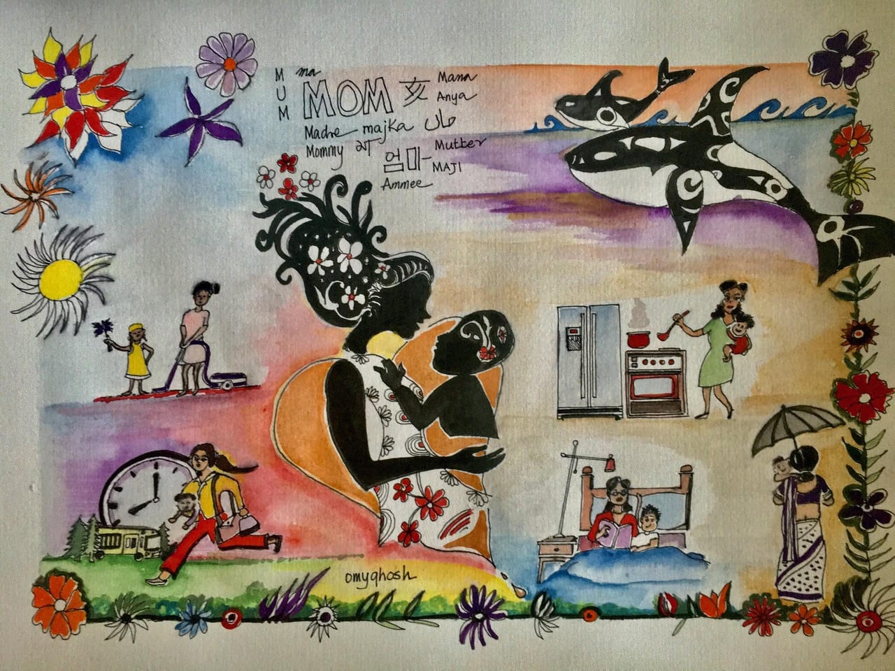 This picture is Dedicated to my Mom (Ma) , my grandma ( Dida) and all the wonderful selfless mom’s that I had the privilege to meet and get to know in my life time . You all are amazing, incredible soo multi talented human beings .From cooking , cleaning , working , reading bedtime stories, playing with us and loving us 😍 God Bless you Moms ! You are our Rock and unique. Love ❤️ u !!